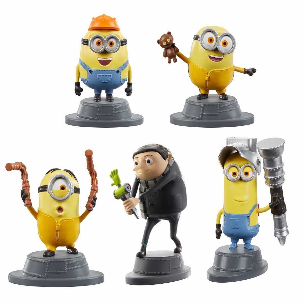 Mini Figuras Minions 5 Pack de Stuart, Jerry, Bob, Otto y Kevin