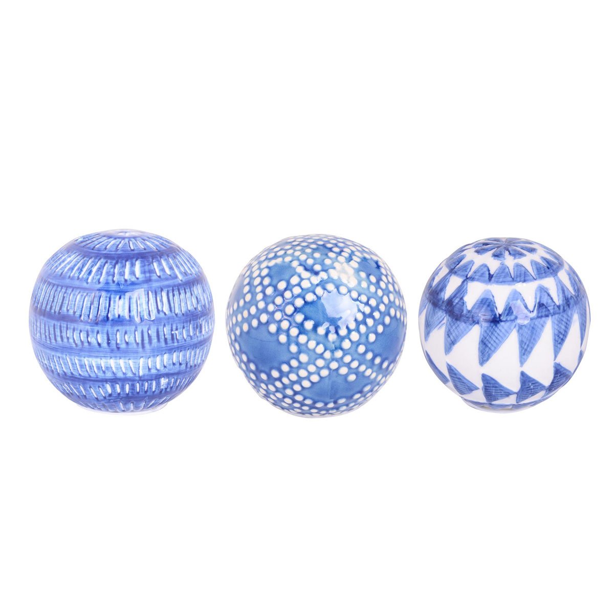 Set 3 Esferas Azules Tribal 10X10X9.5Cm Concepts