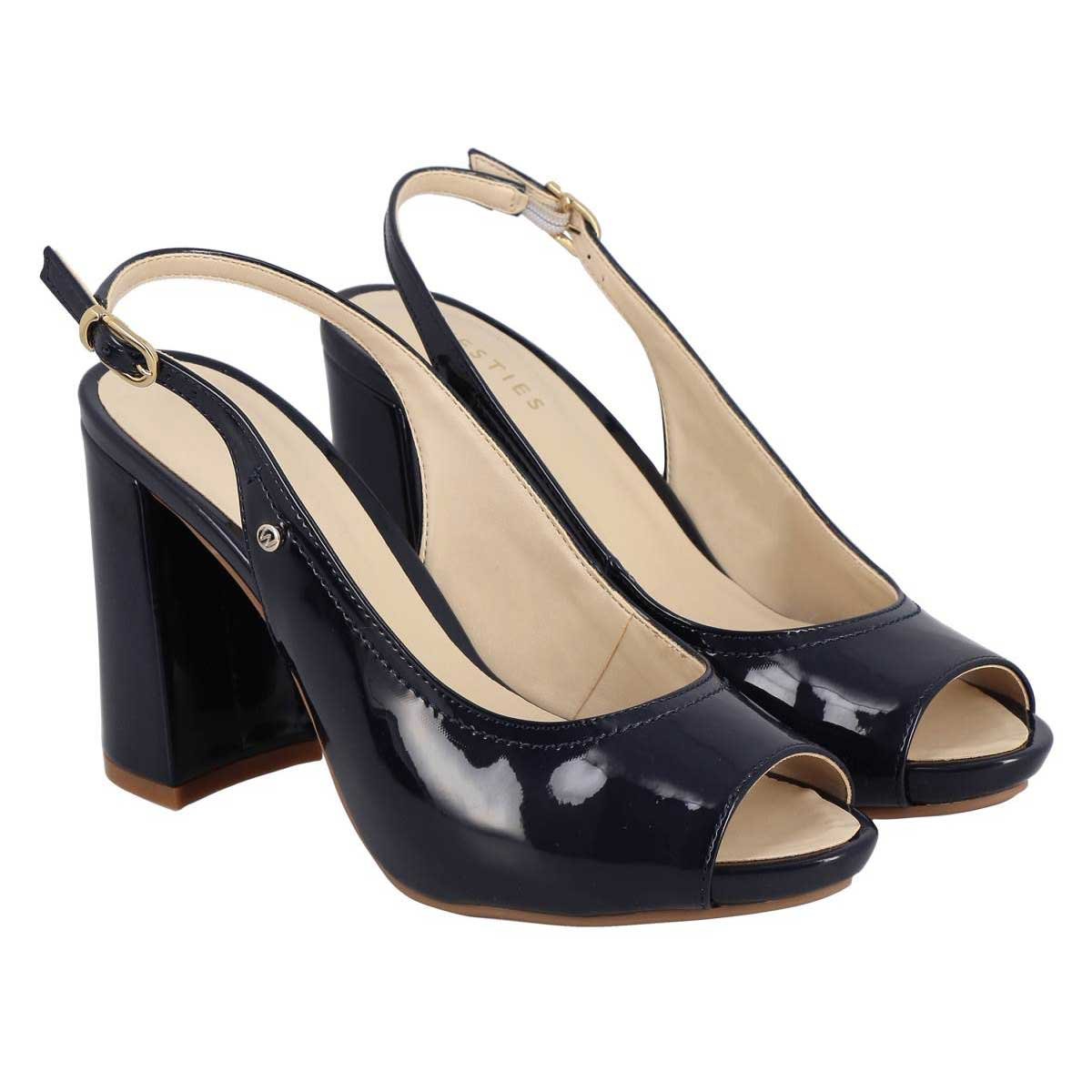 Zapatilla con Tacón de Bloque con Punta Abierta Color Azul Westies
