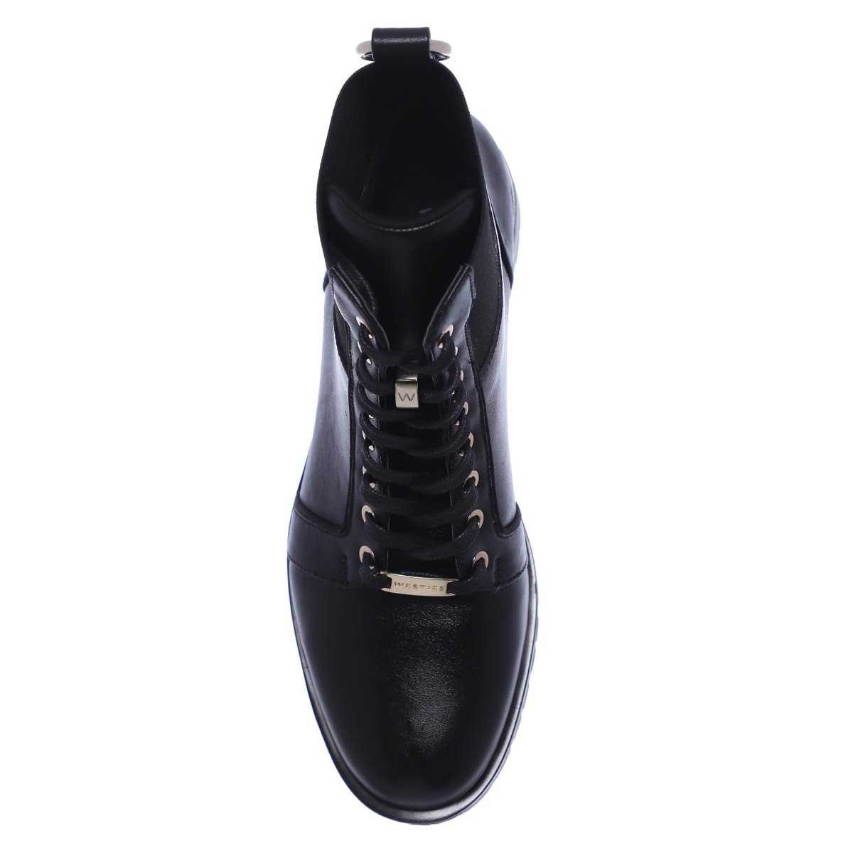 Bota Estilo Combat de Punta Redonda Color Negro Westies