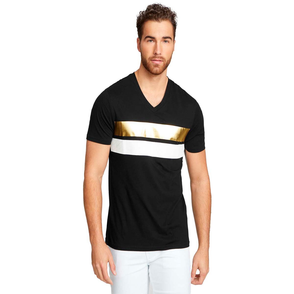 Playera Negra Combinado para Caballero G By Guess