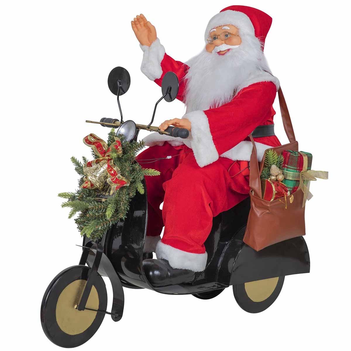 Santa en Motocicleta con M&uacute;sica Y Movimiento 88 Cm