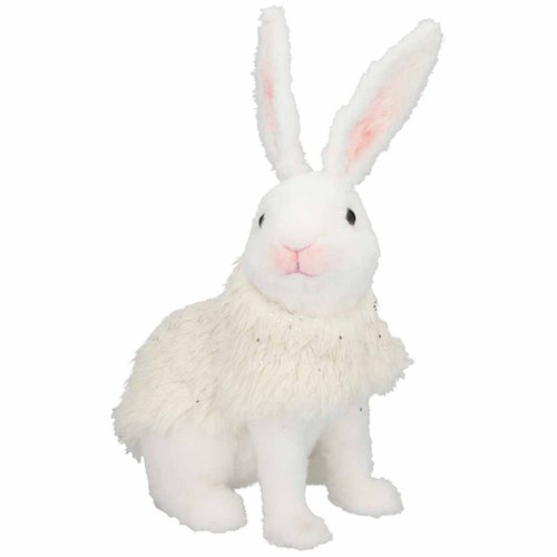 Conejo de Piel de Peluche Color Blanco 55 Cm