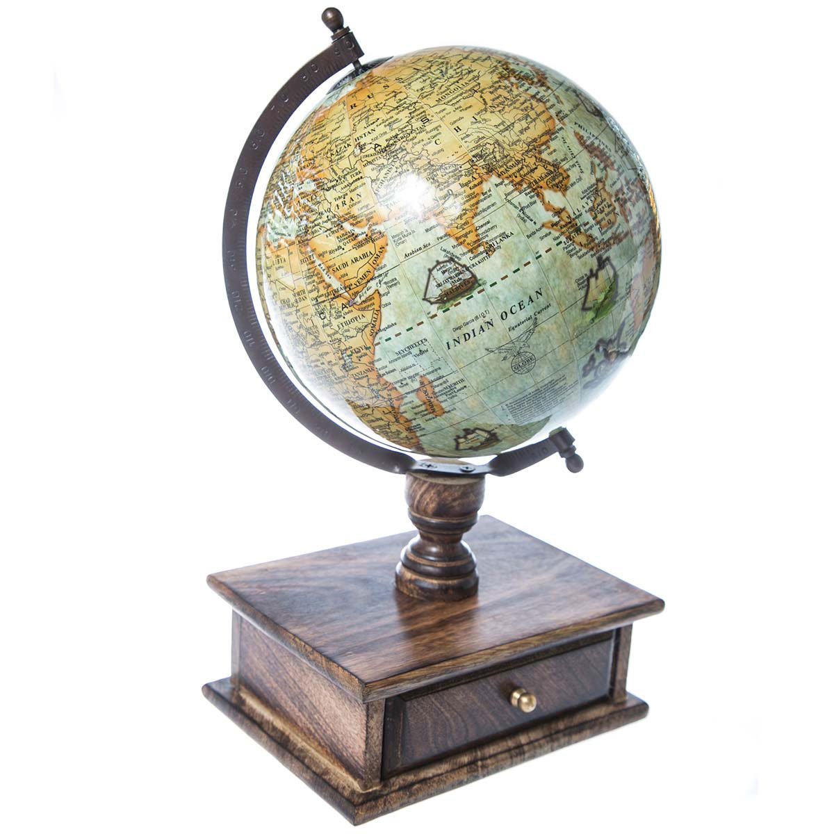 Globo Terráqueo Cajon Madera Running Decora