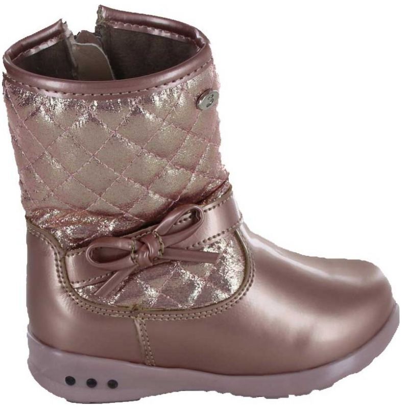 Bota Rosa Metalizada con Moño Y Cierre para Niña Coqueta Modelo 94603I