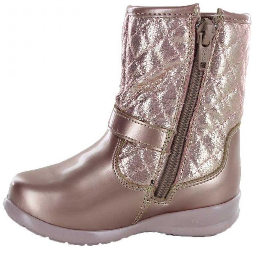 Bota Rosa Metalizada con Moño Y Cierre para Niña Coqueta Modelo 94603I