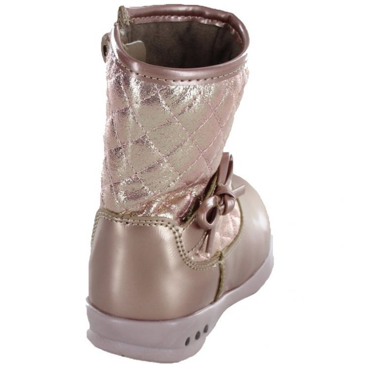 Bota Rosa Metalizada con Moño Y Cierre para Niña Coqueta Modelo 94603I