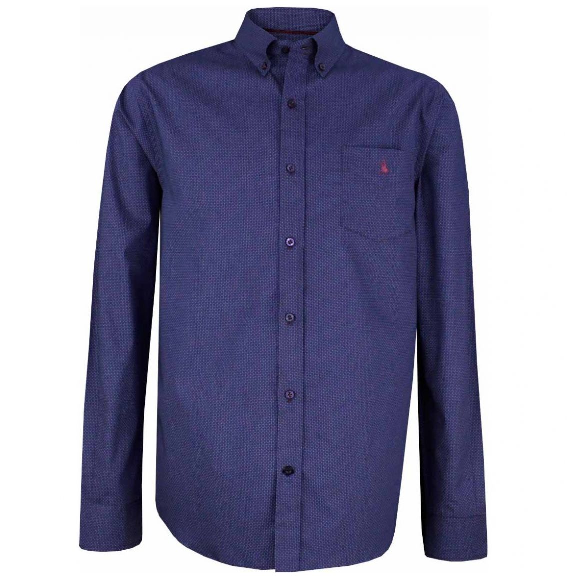 Camisa Manga Larga Estampada Azul Marino para Caballero Modelo Vr2451P