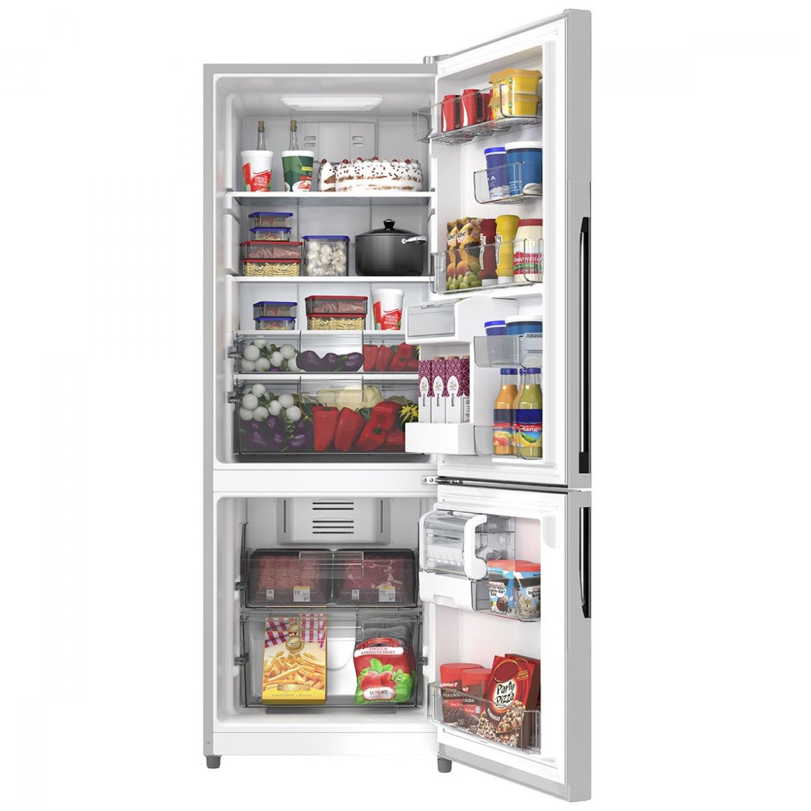 Refrigerador Mabe 15 Pies Acero Inoxidable Bottom Mountcon Despachador Jaladera Iluminada