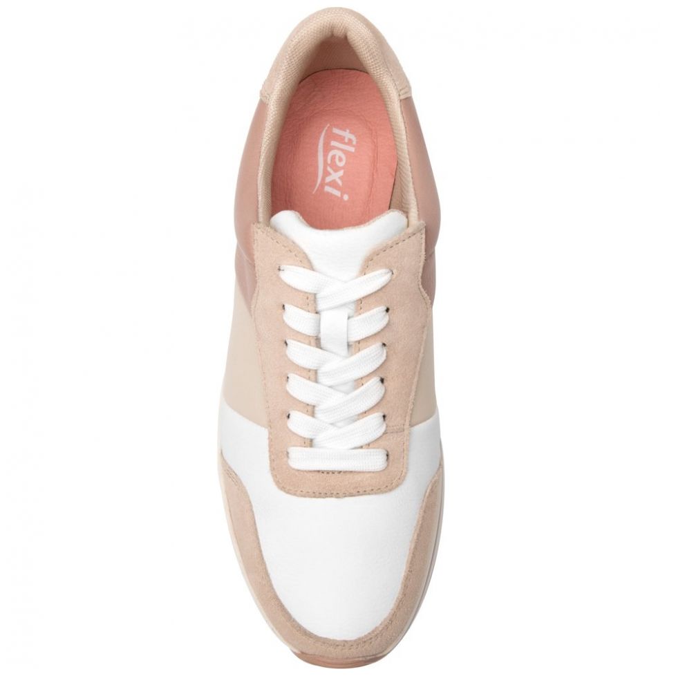 Tenis Color Rosa Combinado con Plataforma Blanco Y Rosa Flexi