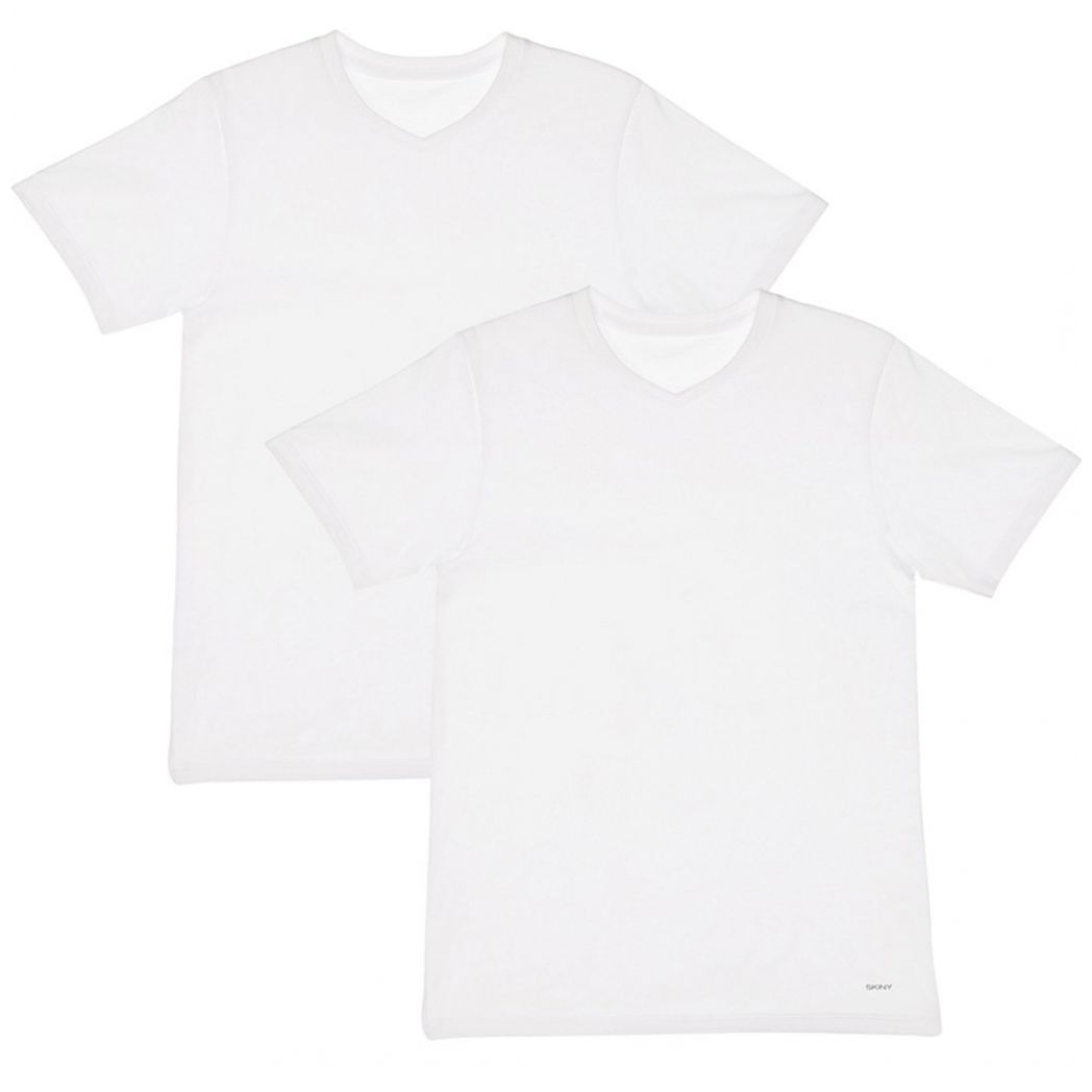 Playera Cuello V 2 Pack Blanco para Hombre Skiny Modelo Elo 73443