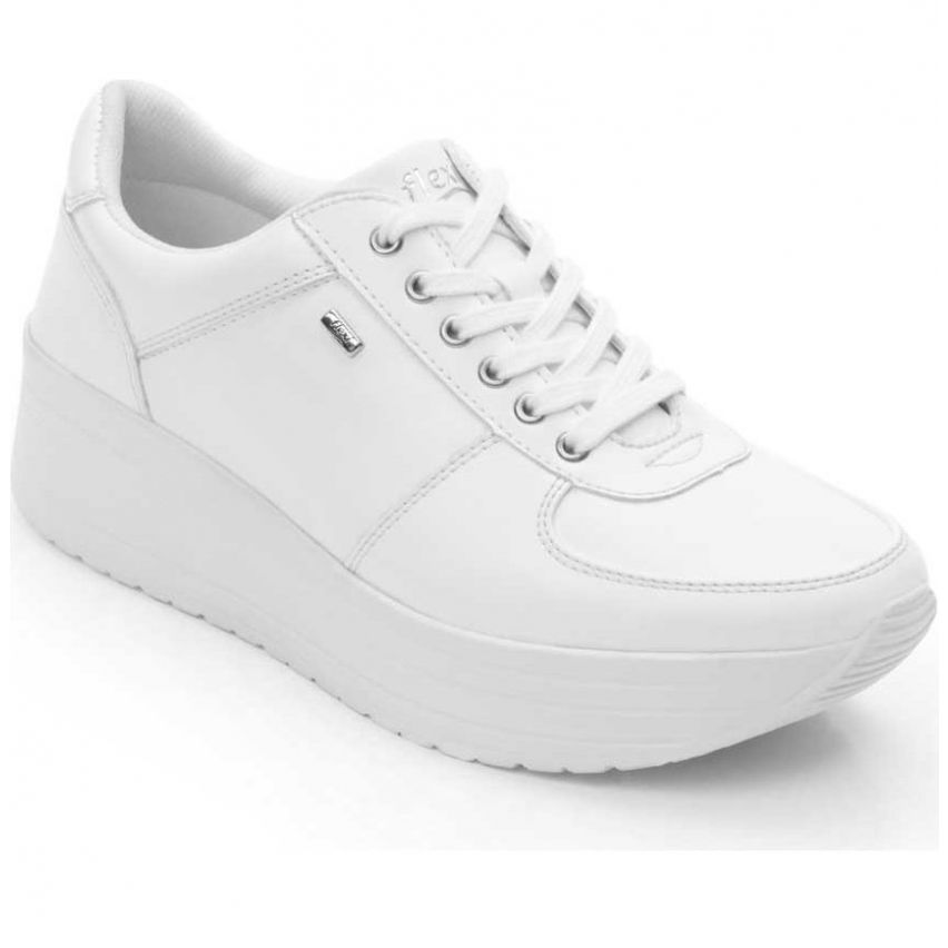 Tenis para Mujer con Plataforma Color Blanco Flexi