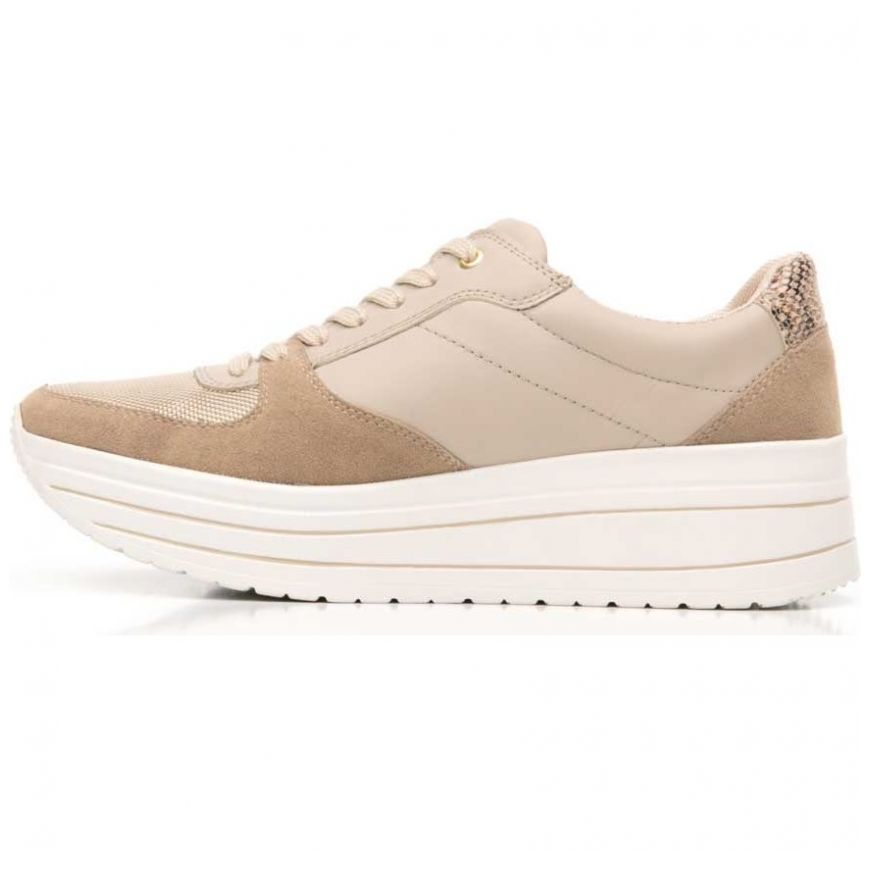 Tenis para Mujer con Plataforma Color Beige Flexi