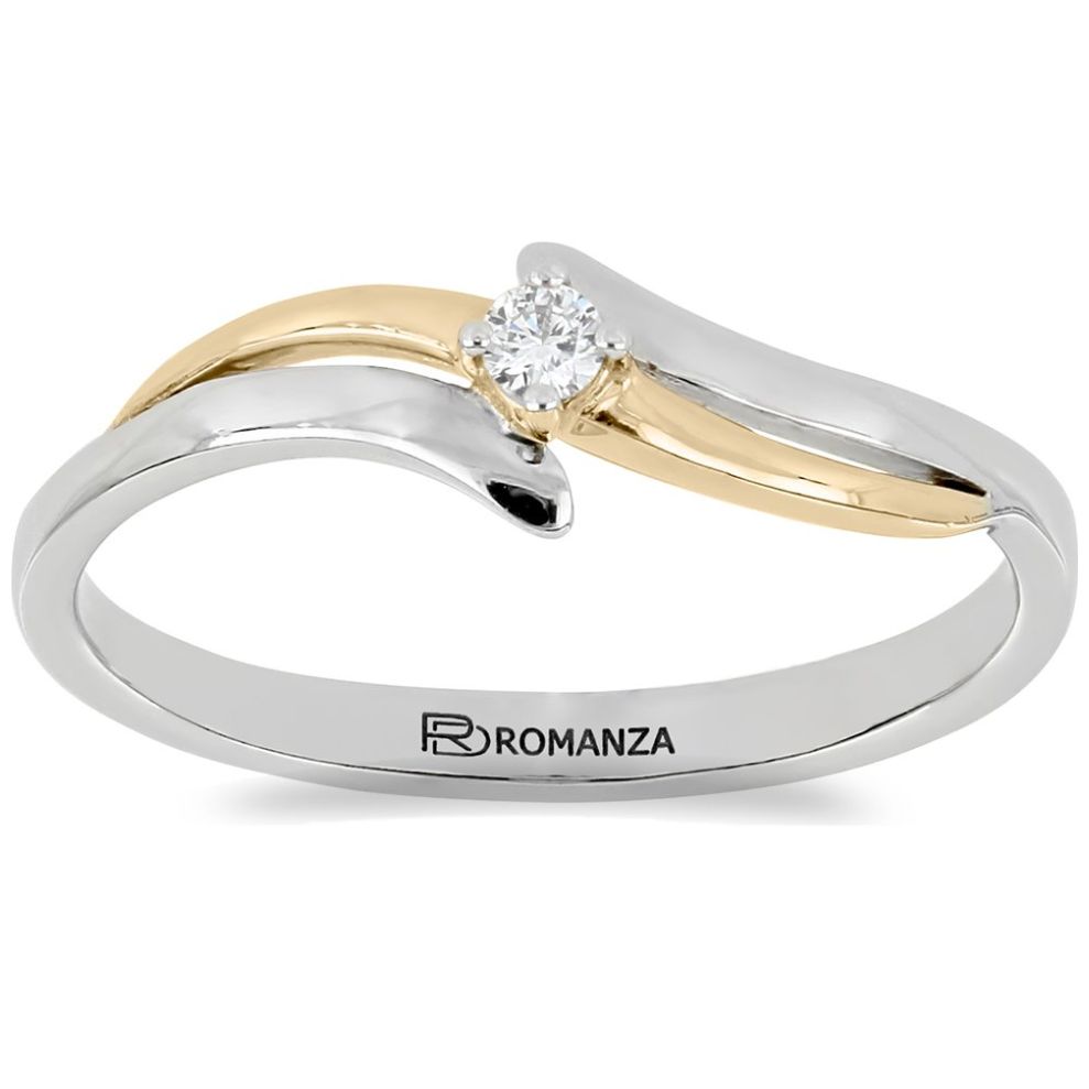 Anillo 14Kt Y Diamante  Oro Combinado Romanza