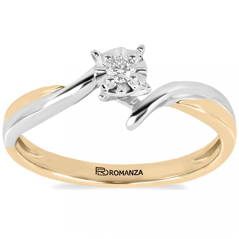 Anillo 14Kt Y Diamante  Oro Blanco Romanza