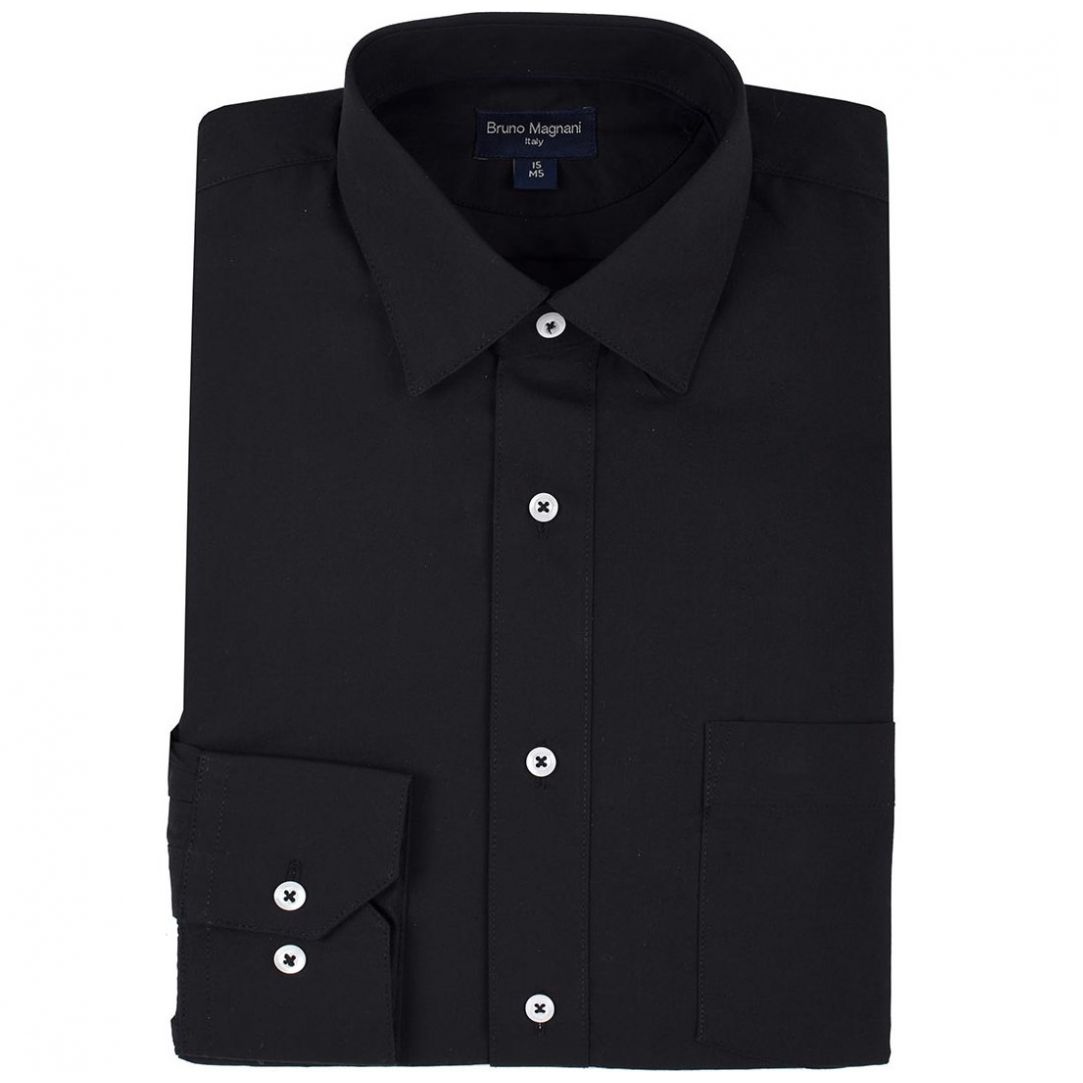 Camisa de Vestir Slim Fit Bruno Magnani Color Negro para Hombre Modelo Elo Bm85000Ng