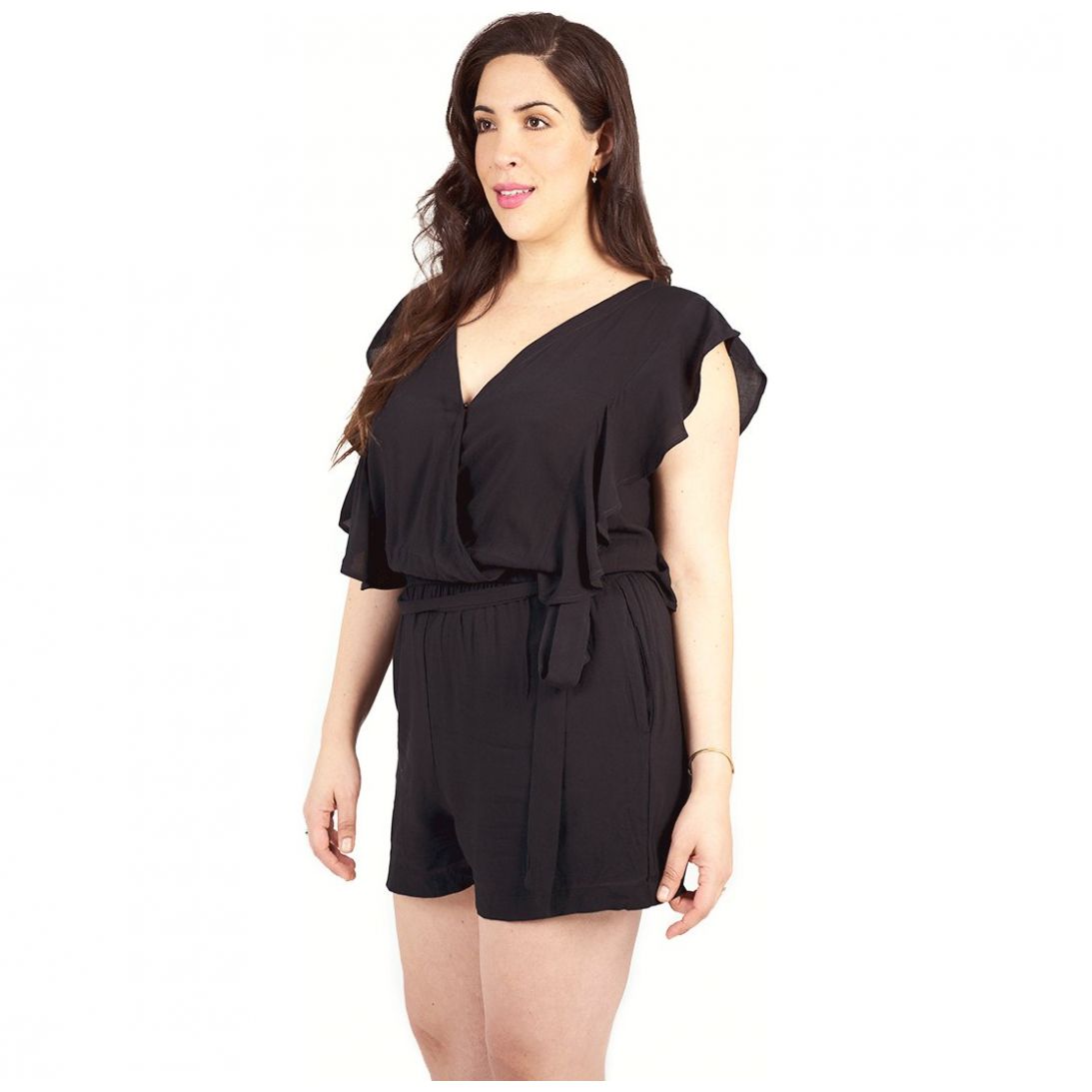 Jumpsuit Cinturon Misma Tela Y Escote Cruzado Mangata para Mujer
