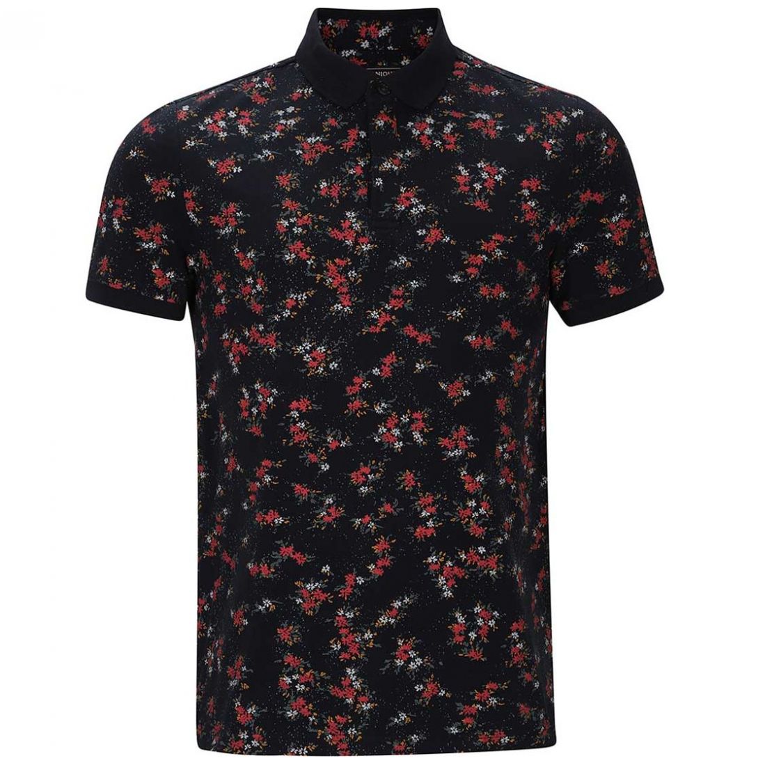 Playera Polo Azul Obscuro Estampada de Flores para Hombre Jeanious Modelo Elo Jnm121En1021
