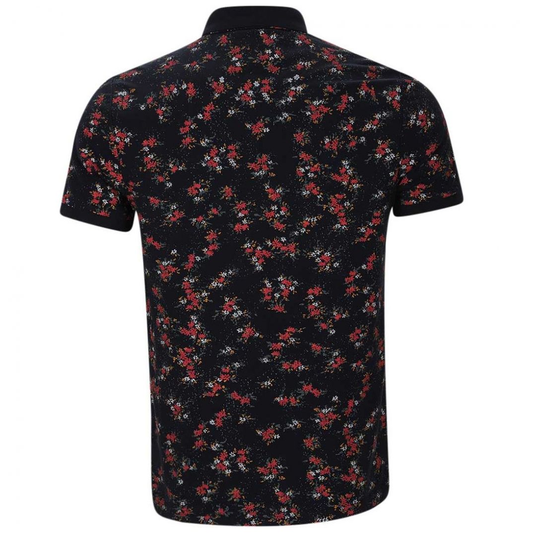 Playera Polo Azul Obscuro Estampada de Flores para Hombre Jeanious Modelo Elo Jnm121En1021