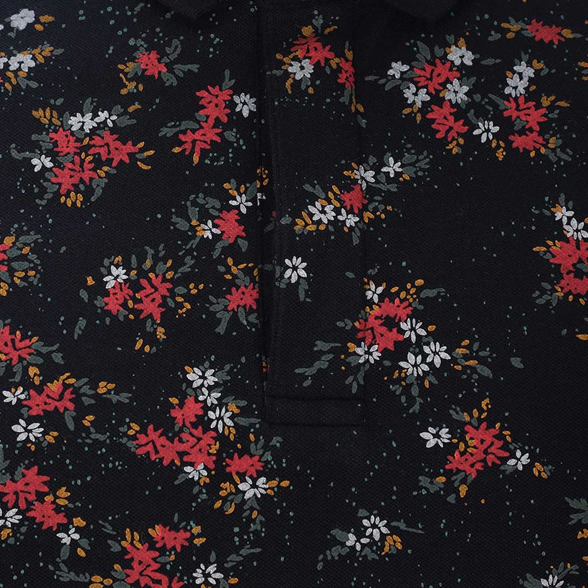 Playera Polo Azul Obscuro Estampada de Flores para Hombre Jeanious Modelo Elo Jnm121En1021