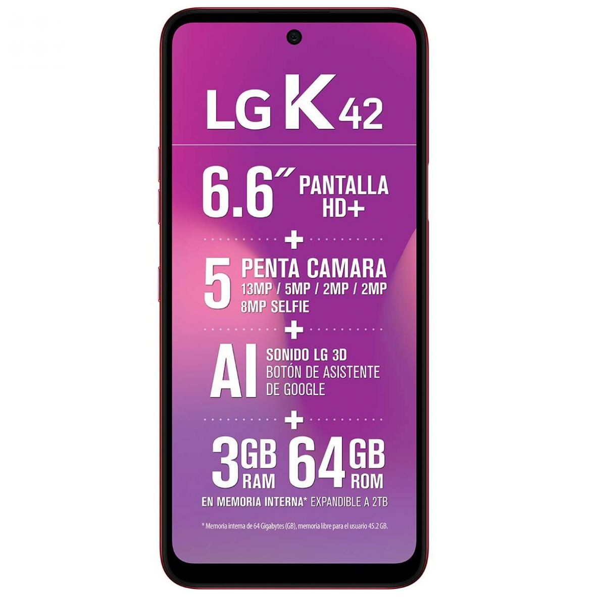 Celular LG K42 K420Hm Color Rojo R9 (Telcel)