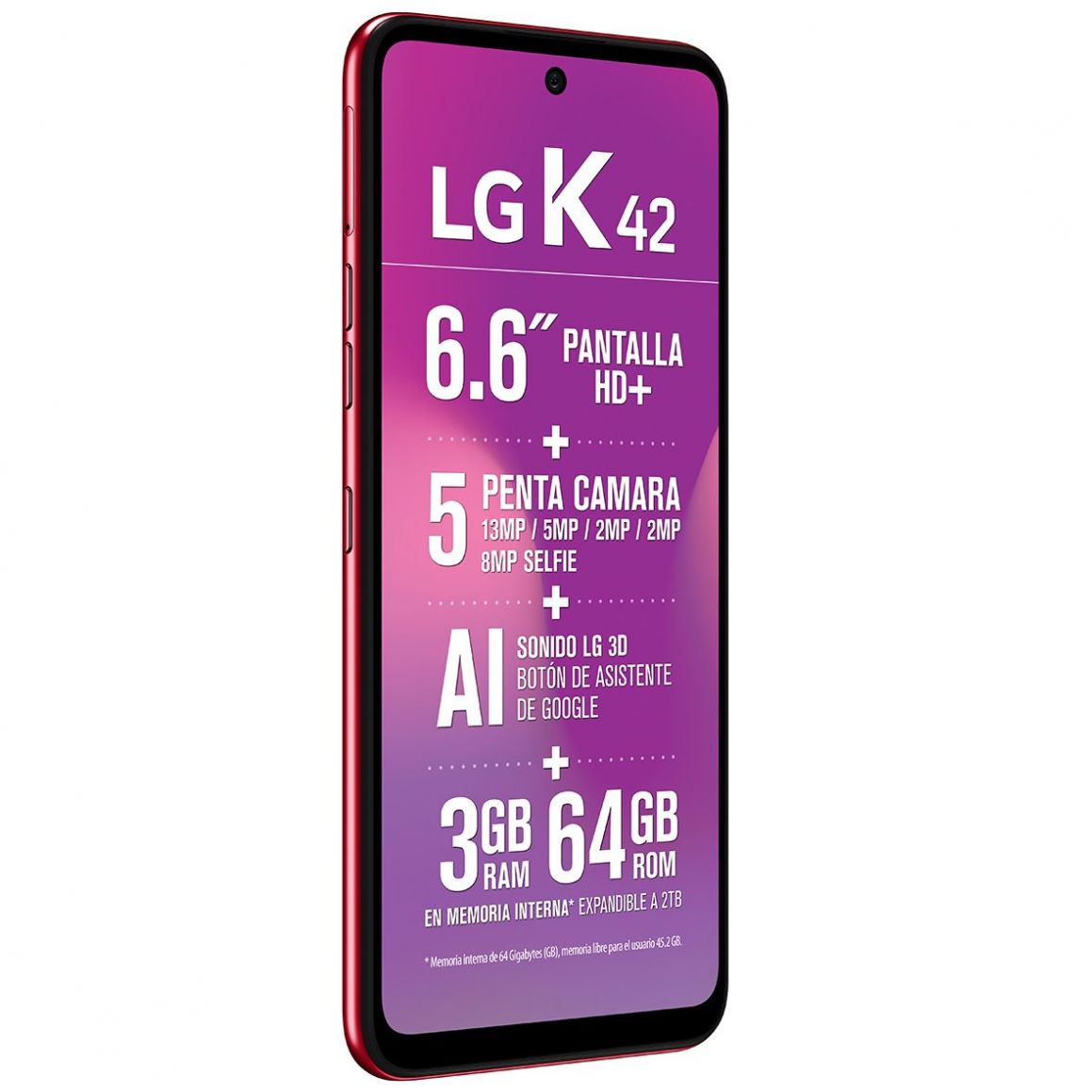 Celular LG K42 K420Hm Color Rojo R9 (Telcel)