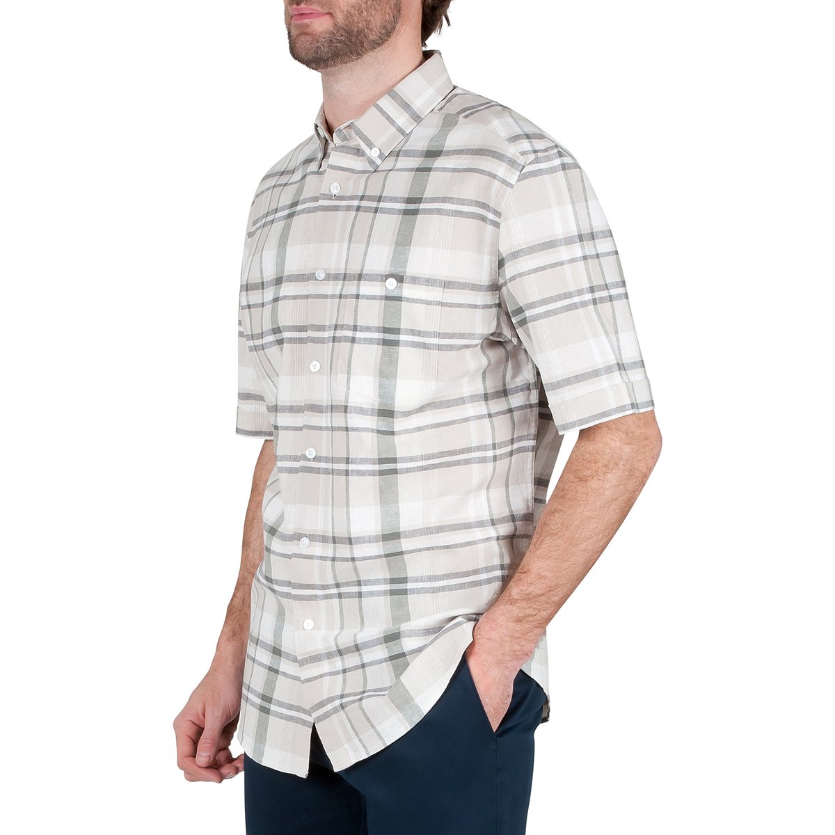 Camisa Café Claro Manga Corta para Hombre Haggar Modelo Elo Hmw0S257R01A