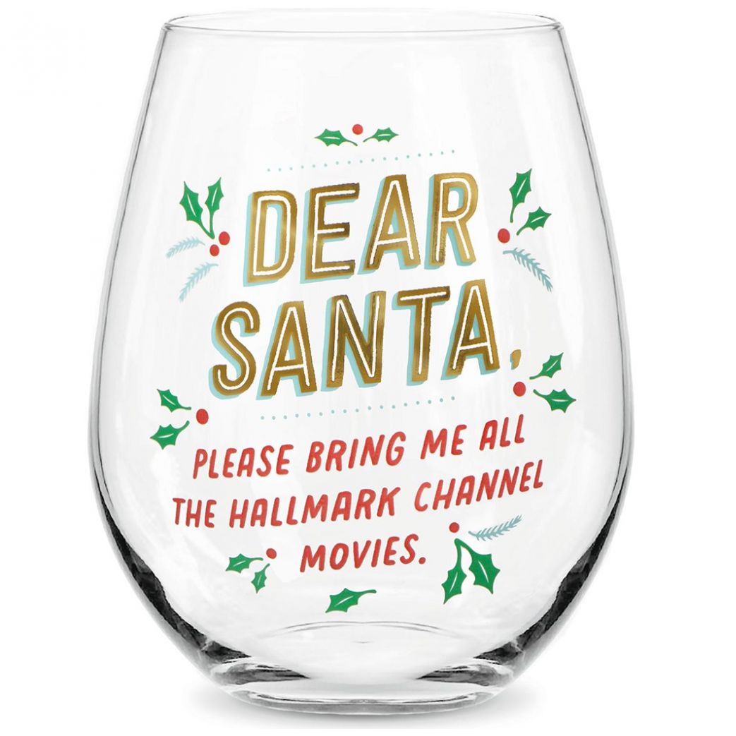 Vaso  de Vidrio Tranparente para Vino Querido Santa