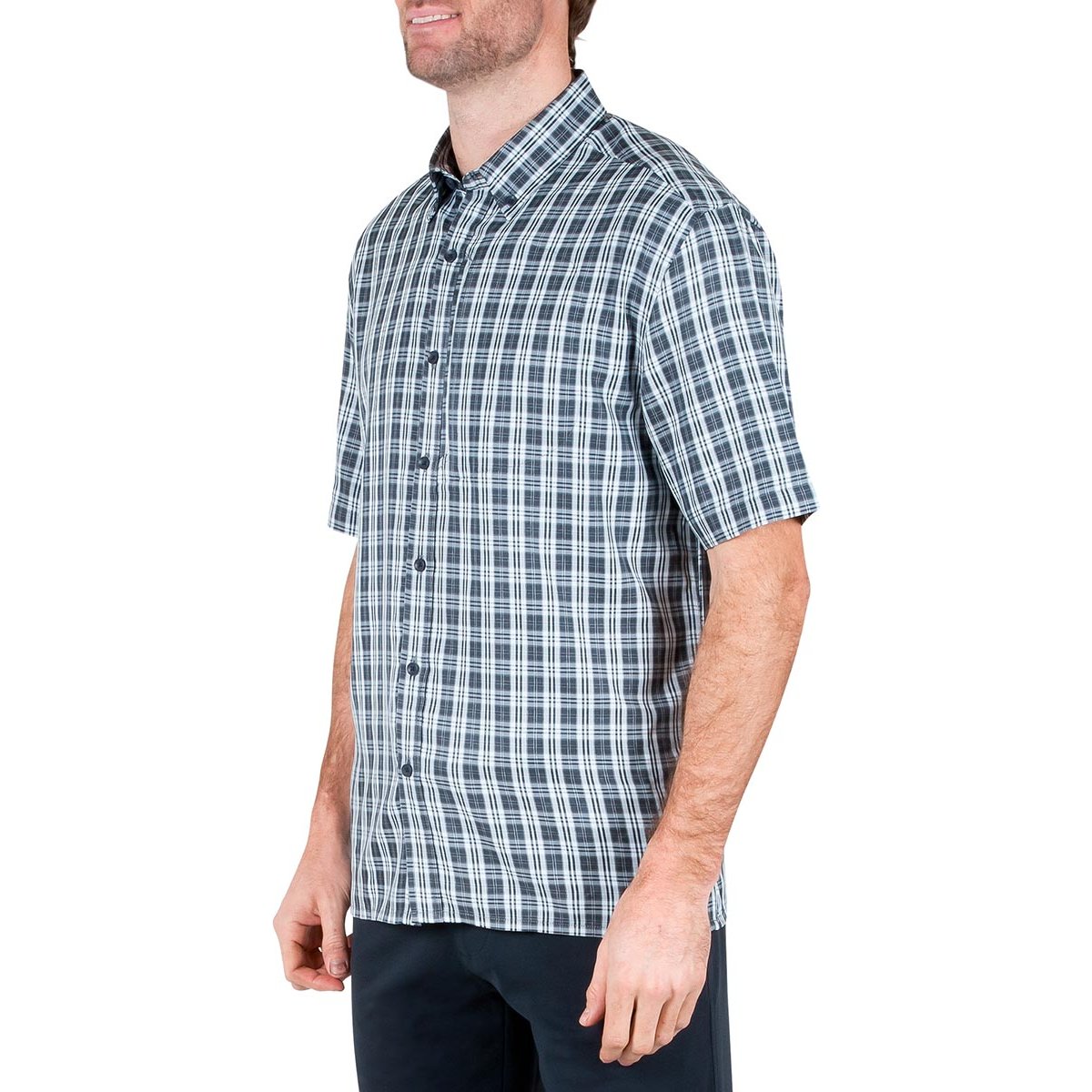 Camisa Azul Manga Corta a Cuadros para Hombre Haggar
