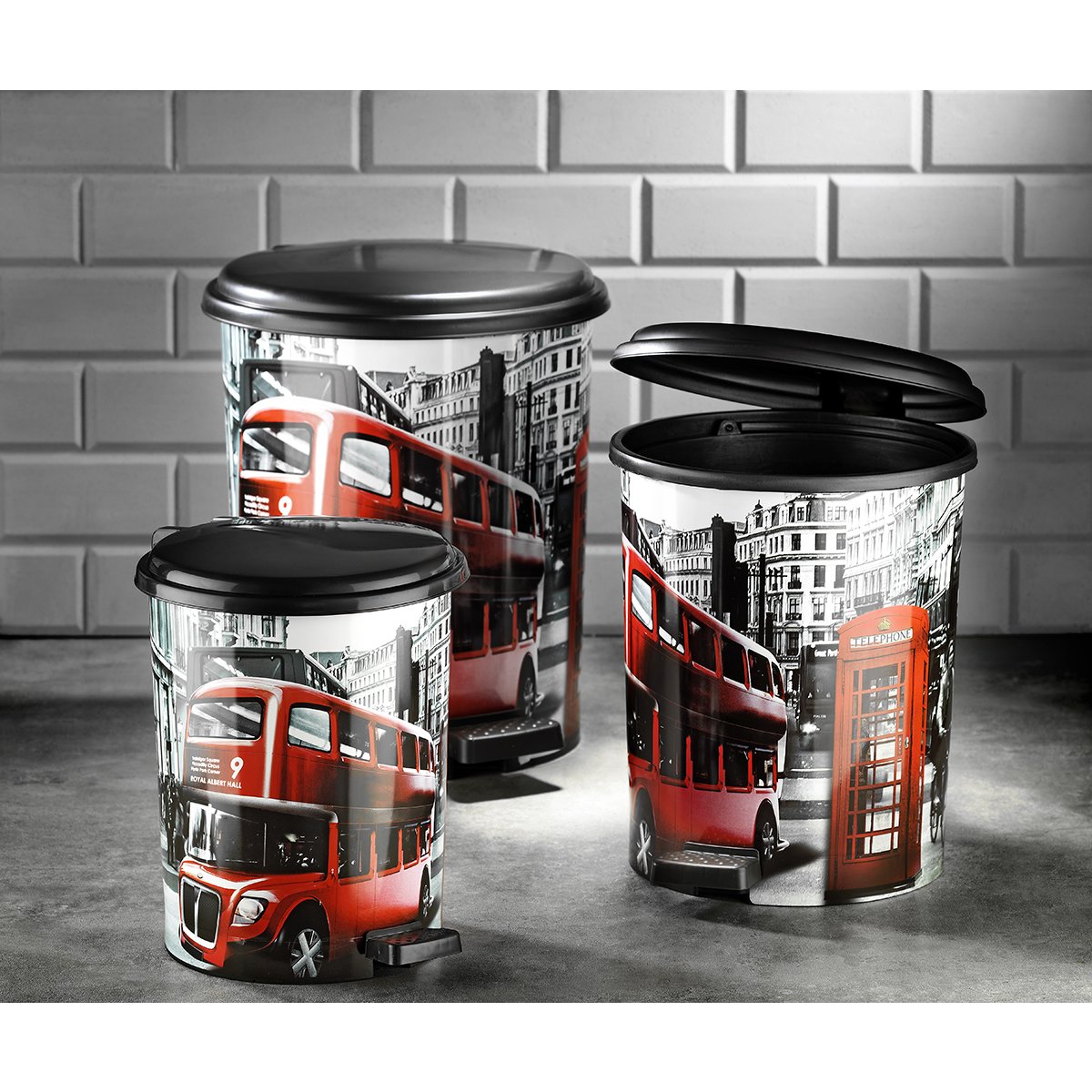 Juego de 3 Botes para Basura London Elif
