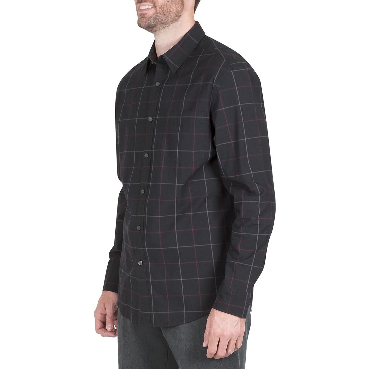 Camisa Negra Manga Larga a Cuadros para Hombre Haggar Modelo Elo Jmw9F889N