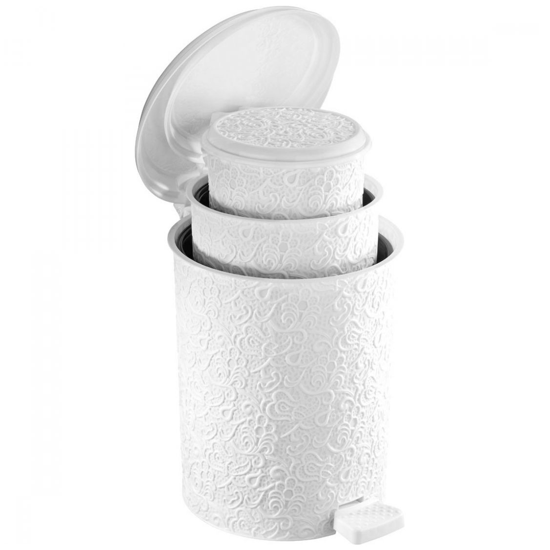 Set 3 Botes para Basura Ivy Pedal Blanco Demir