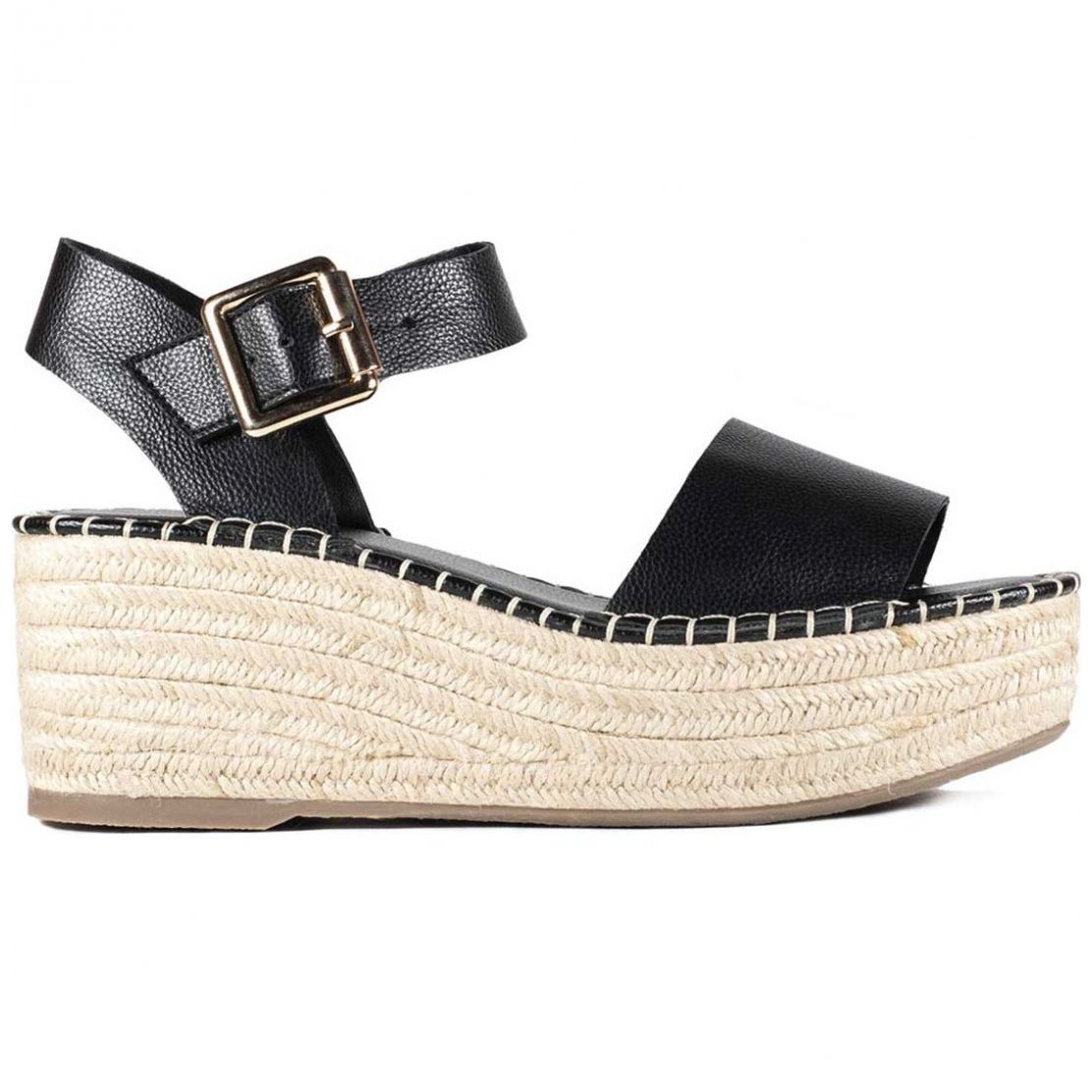 Sandalia Banda Color Negro Suela C Yute Gillio