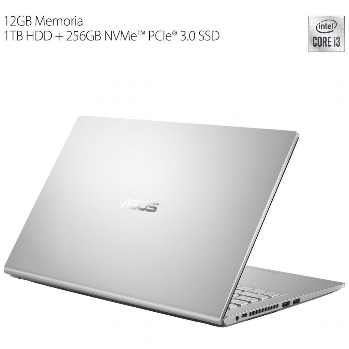 Laptop Asus 15.6" X515Ja Ci3 10Th 12G 1Tb+ 256Ssd Plata