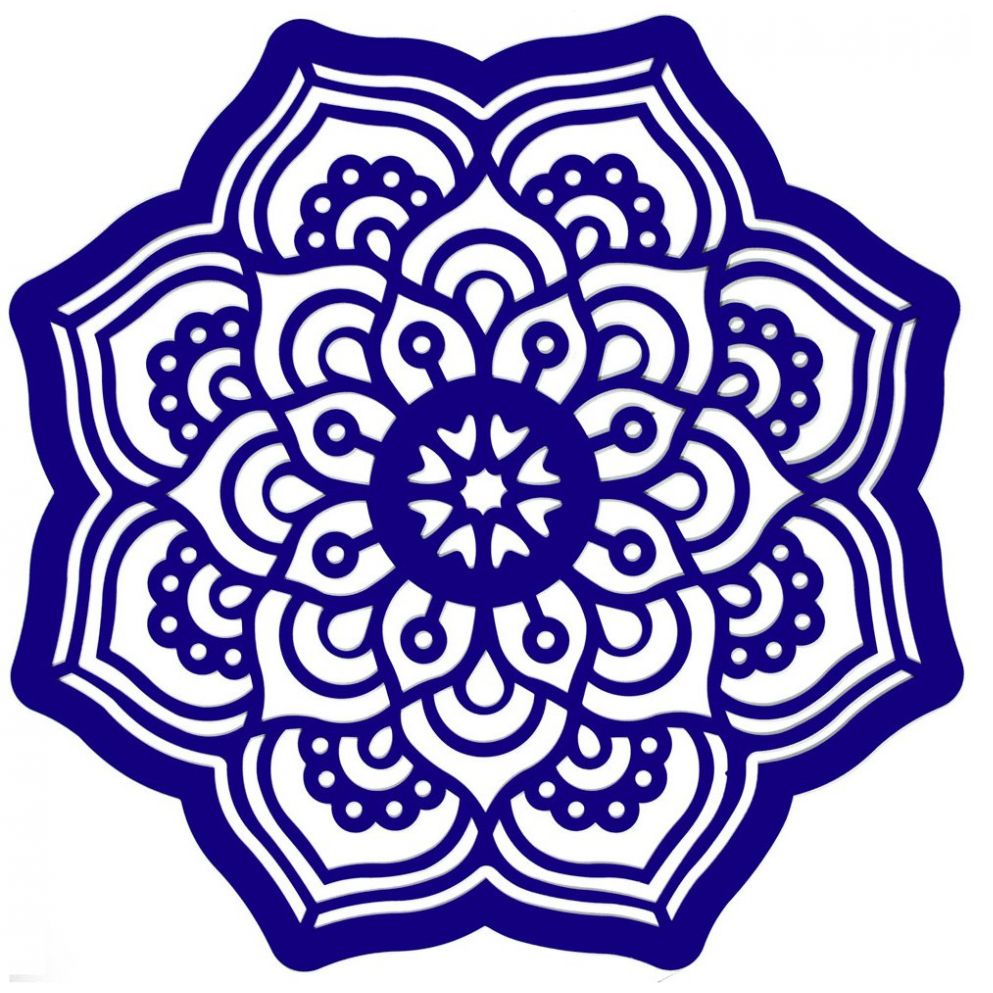 Mandala Decorativa de Madera Azul Estampa Italiana