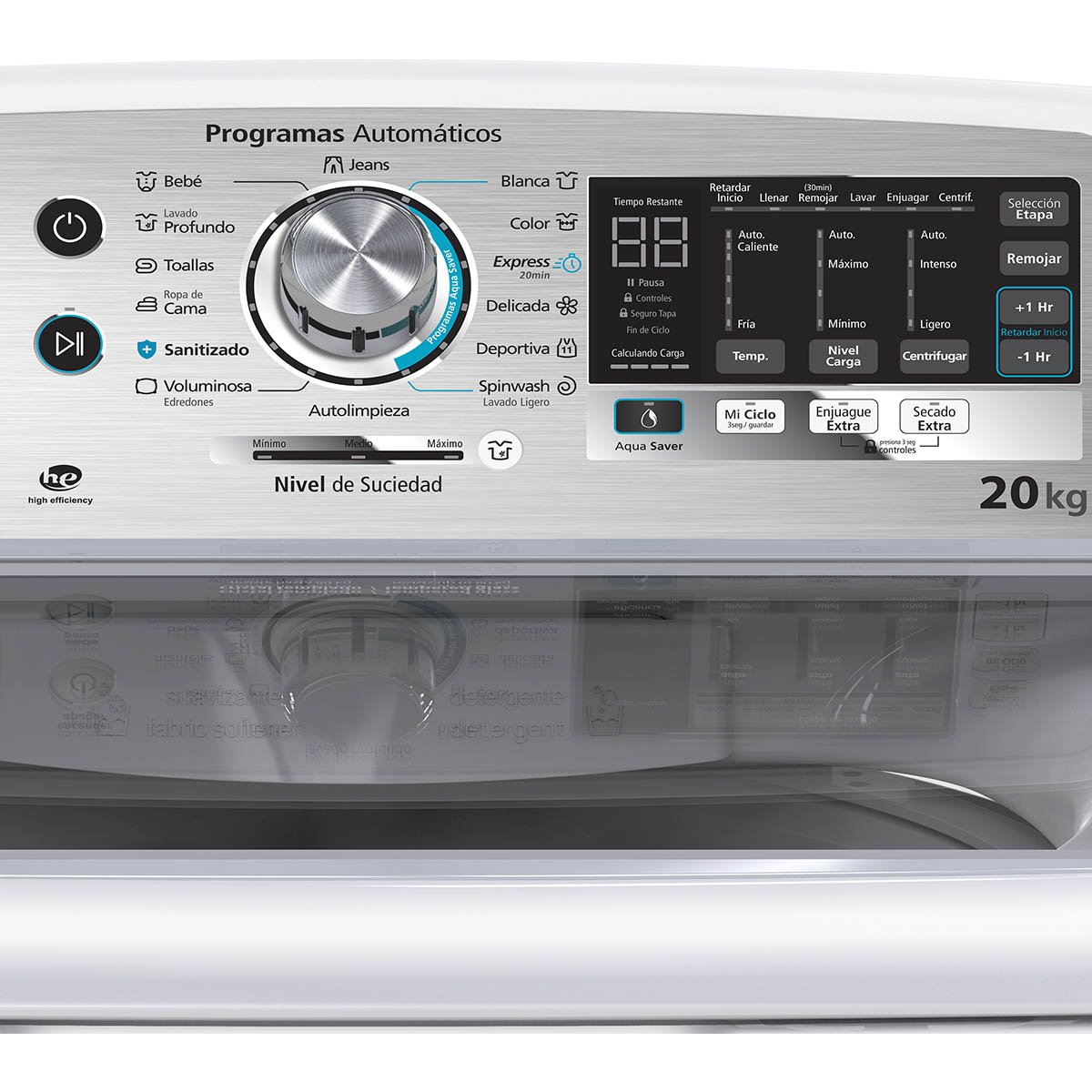Lavadora Mabe He Carga Superior 20Kg Lmh70201Wbab0 Blanca
