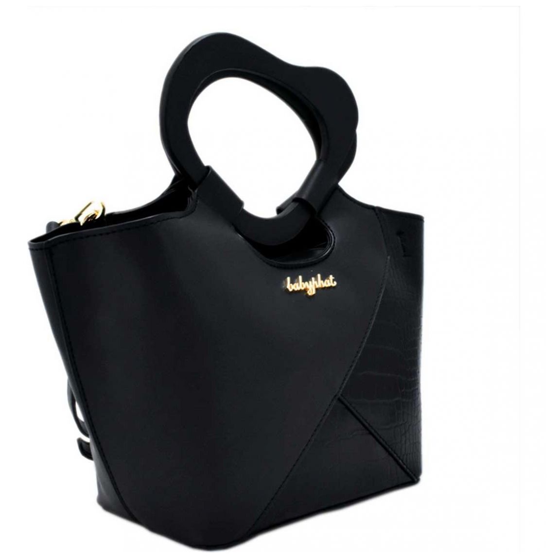 Bolso Satchel Negro con Detalles Texturizados Baby Phat