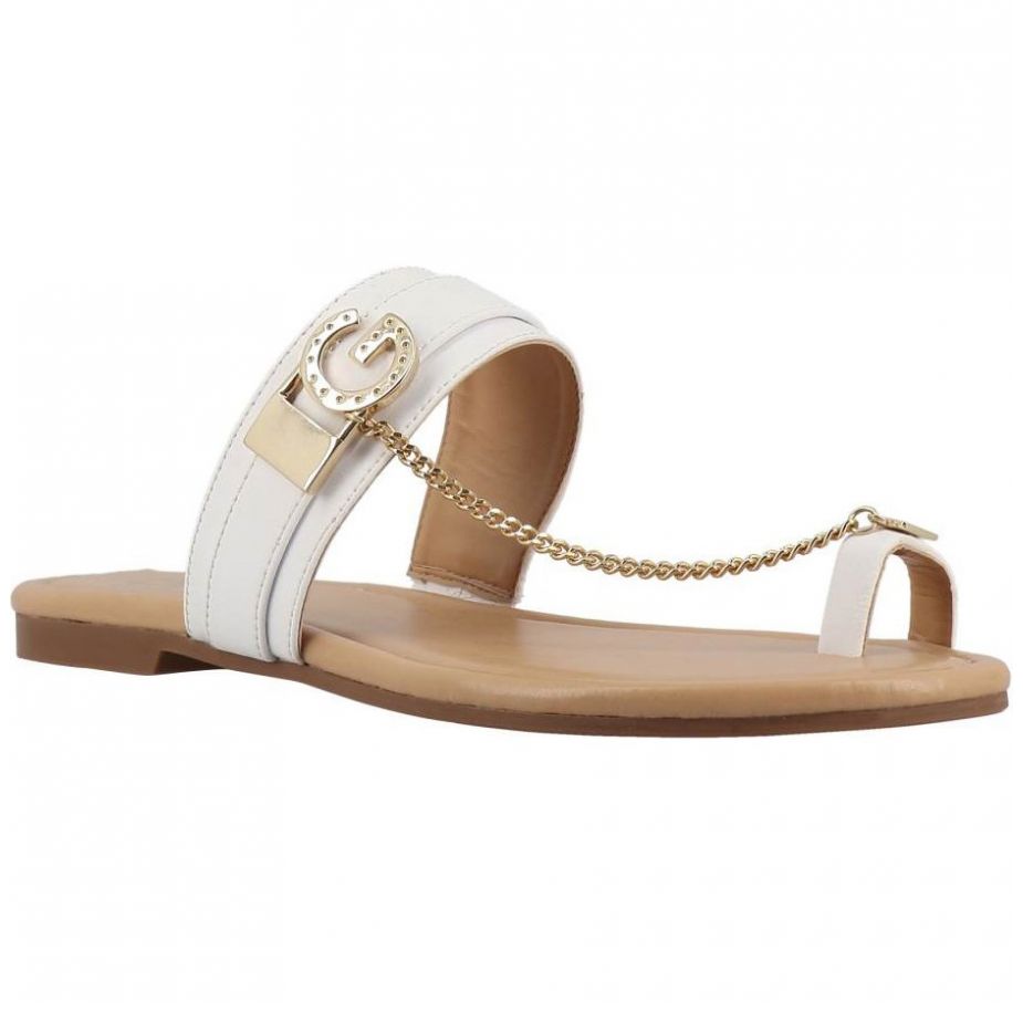 Sandalia Blanca de Material Sintético con Estampado Liso G By Guess