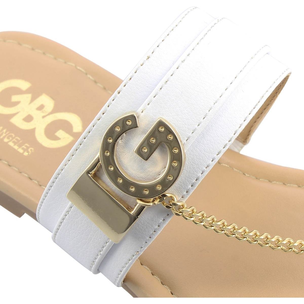 Sandalia Blanca de Material Sintético con Estampado Liso G By Guess