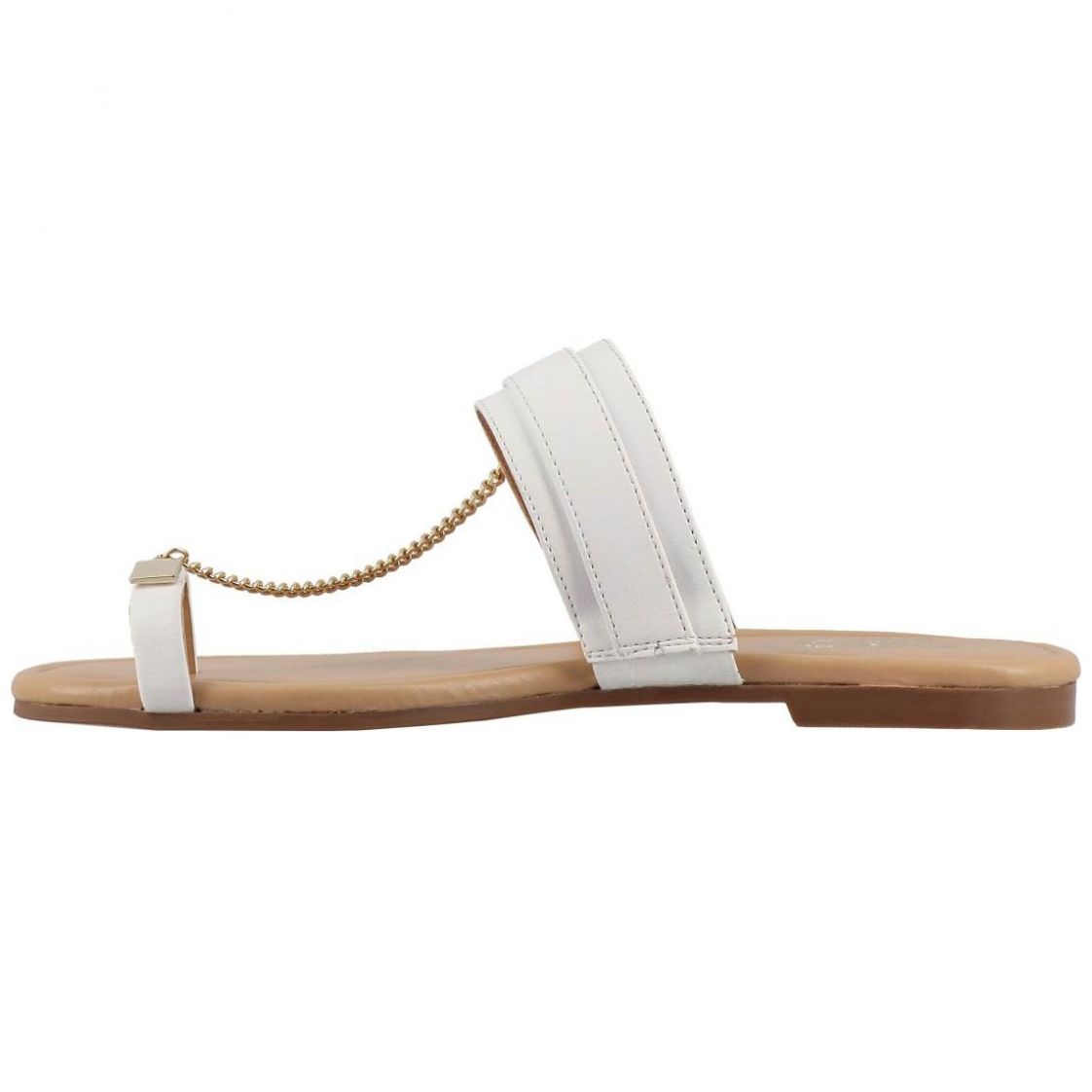 Sandalia Blanca de Material Sintético con Estampado Liso G By Guess