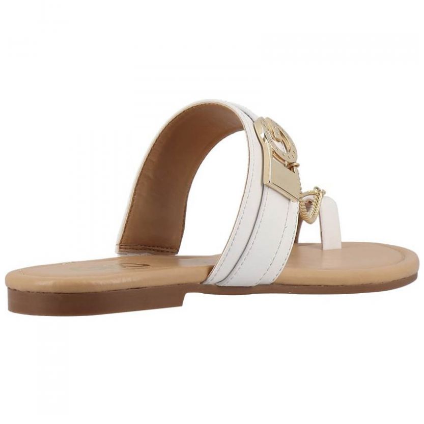 Sandalia Blanca de Material Sintético con Estampado Liso G By Guess