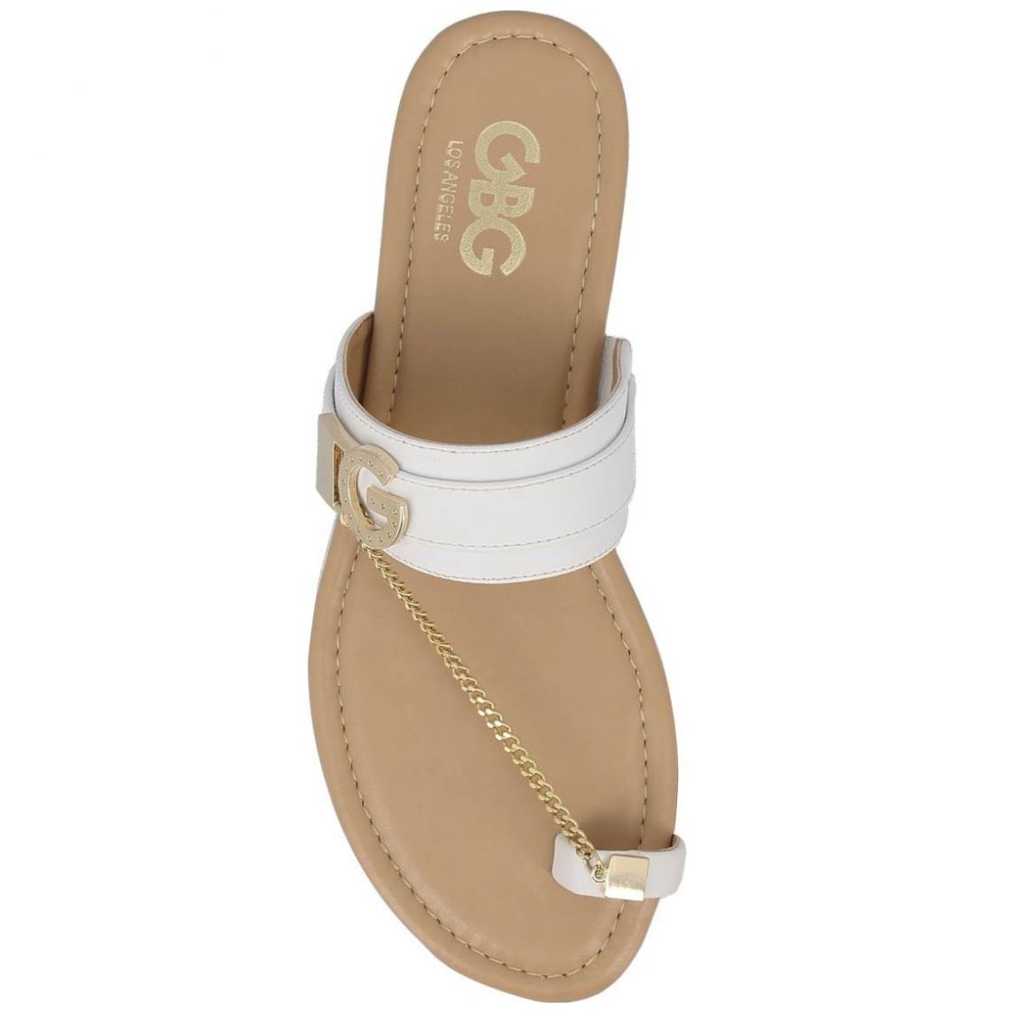 Sandalia Blanca de Material Sintético con Estampado Liso G By Guess