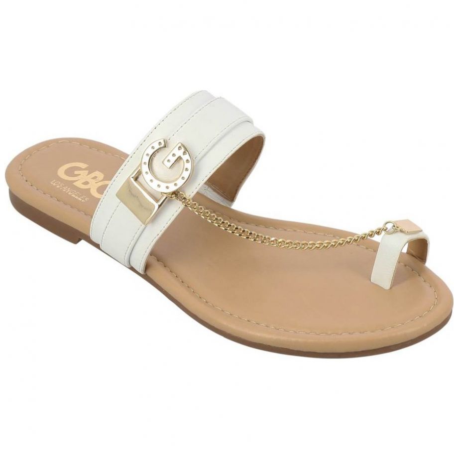 Sandalia Blanca de Material Sintético con Estampado Liso G By Guess