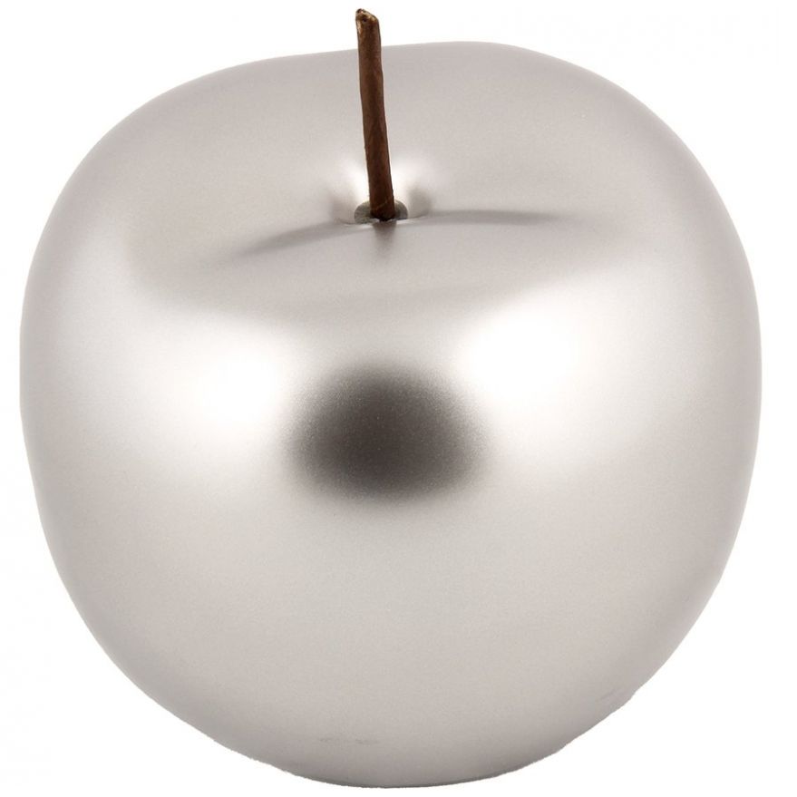Home Nature Figura Decorativa Manzana Grande de Cerámica Gris Cromado