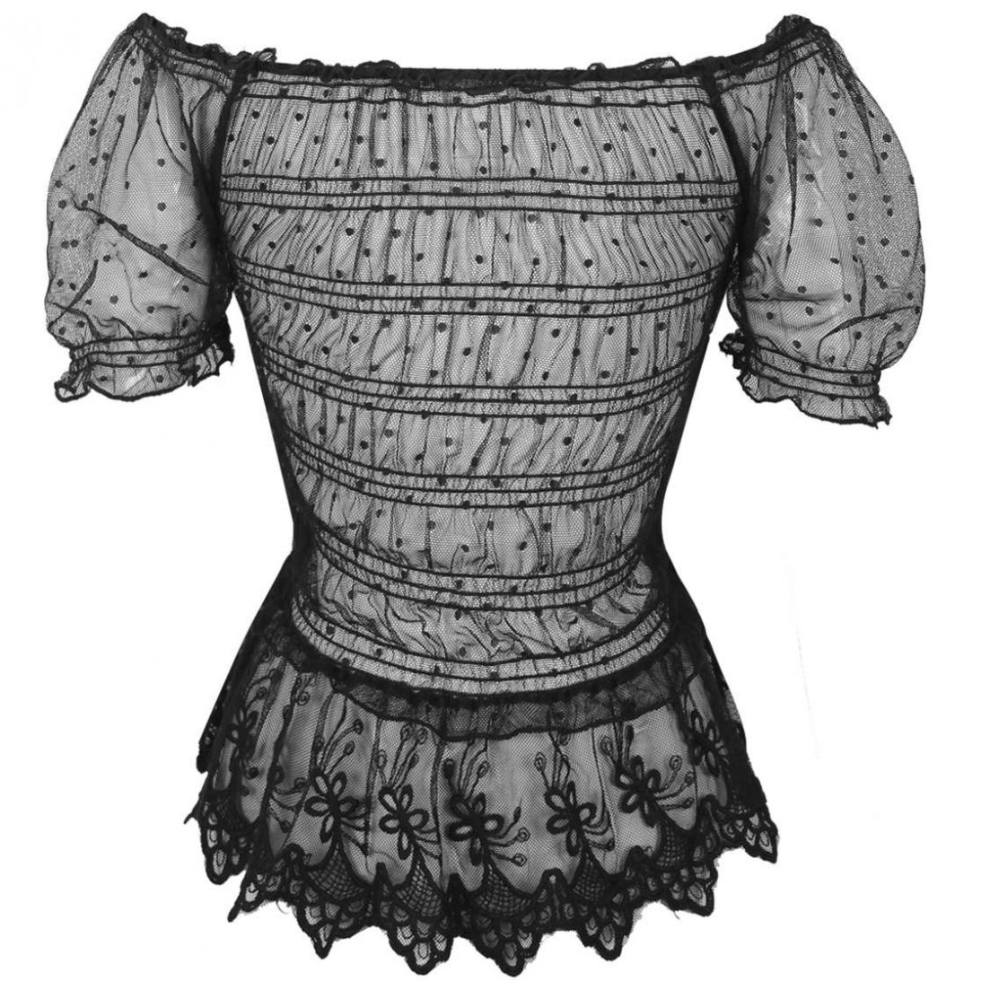 Blusa Negra Manga Julieta Cuello off Shoulder Elle para Mujer