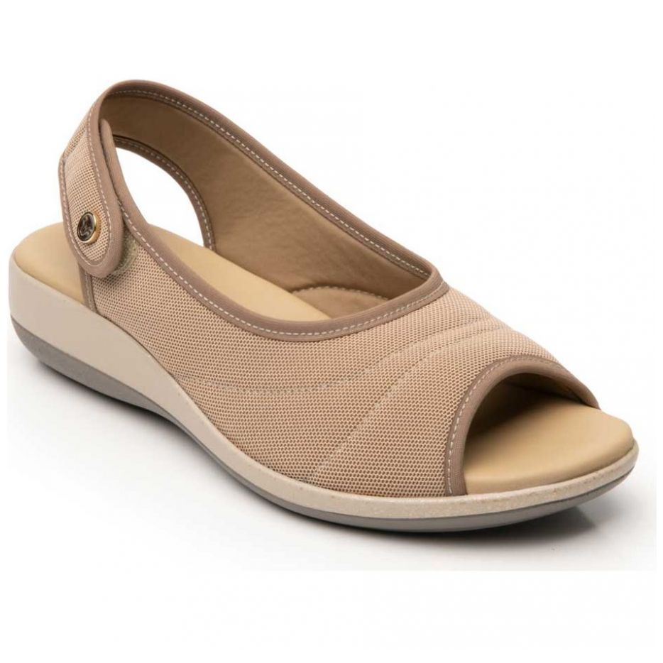 Sandalia Boca de Pescado para Mujer Color Beige Flexi