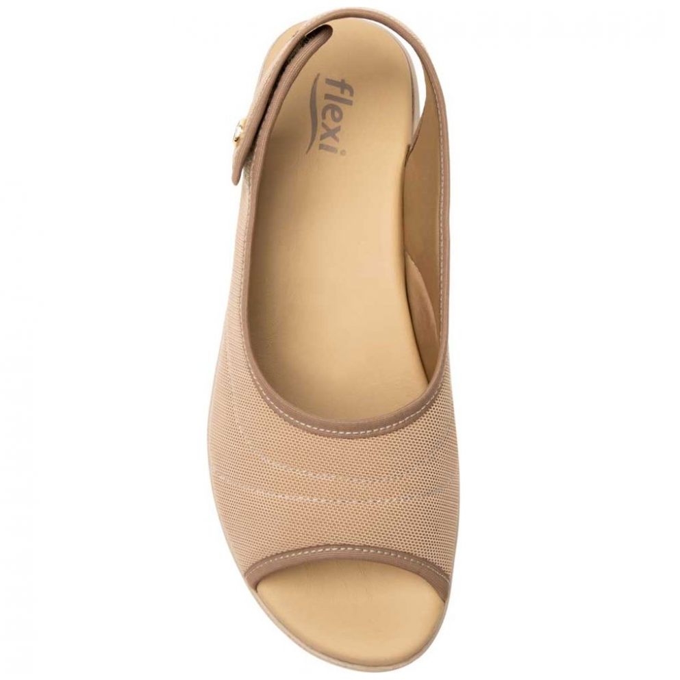 Sandalia Boca de Pescado para Mujer Color Beige Flexi