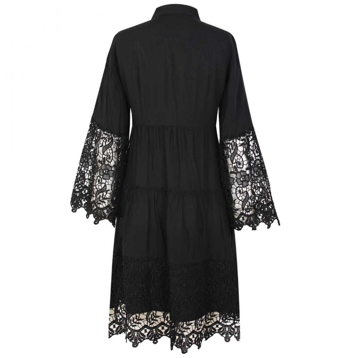 Vestido de Encaje con Manga Larga Cuello V Basel para Mujer