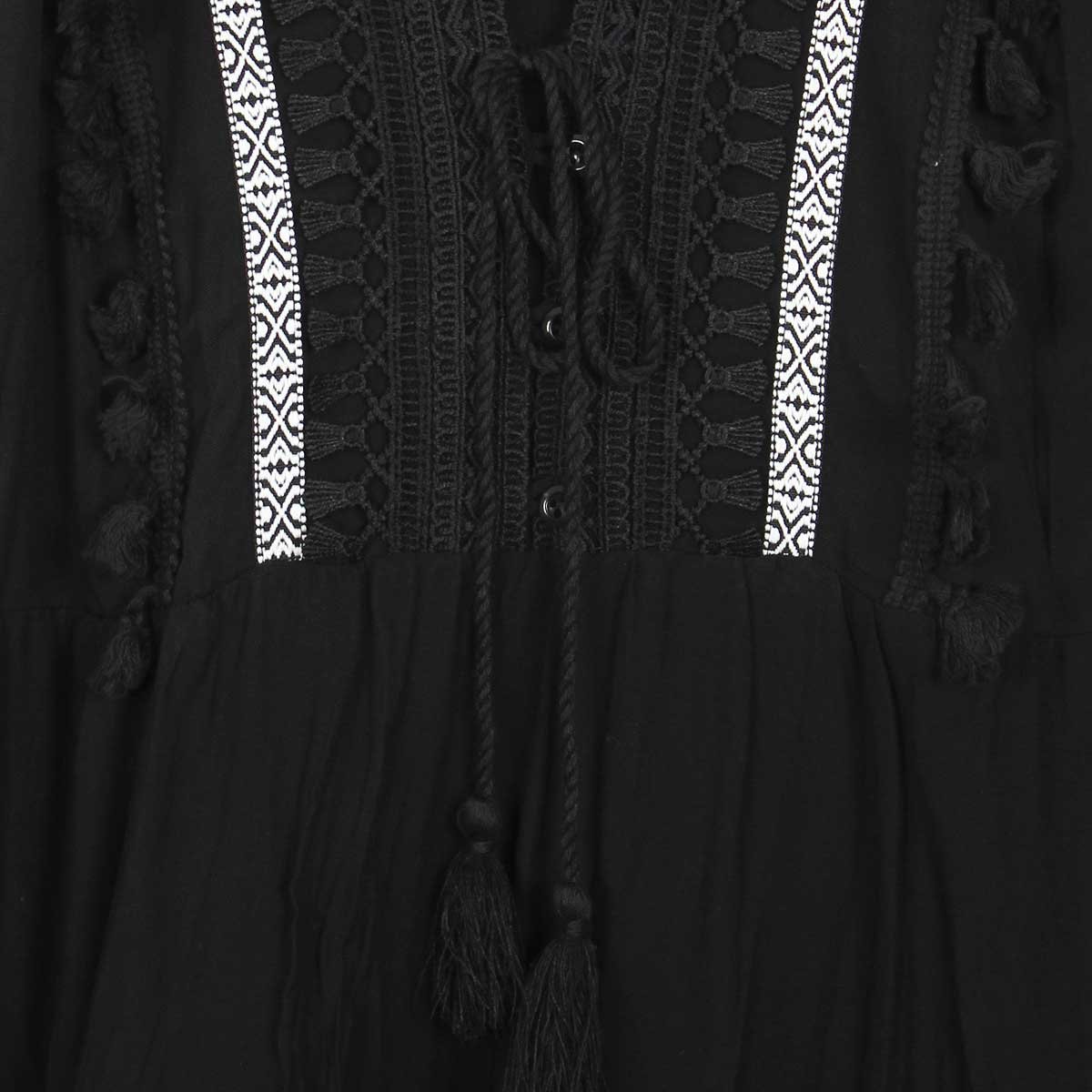 Vestido de Encaje con Manga Larga Cuello V Basel para Mujer