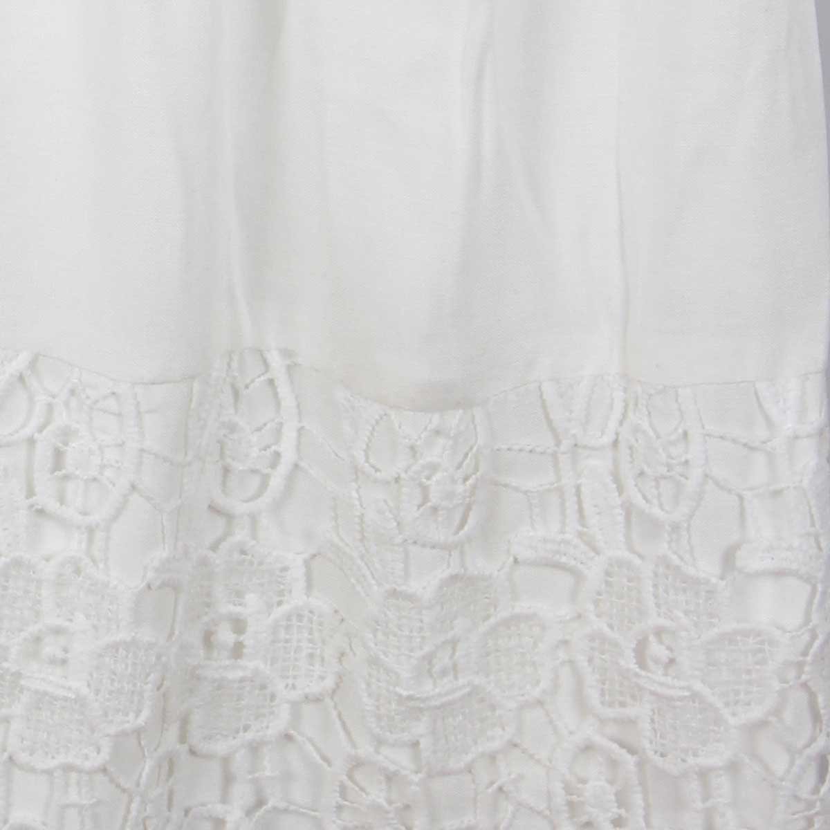 Vestido Hueso de Encaje con Manga Larga Y Cuello V Basel para Mujer